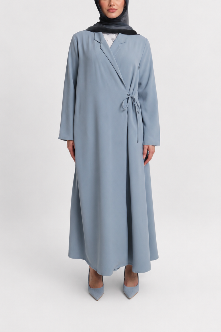 Blazer Tie Abaya - Sky