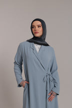 Blazer Tie Abaya - Sky