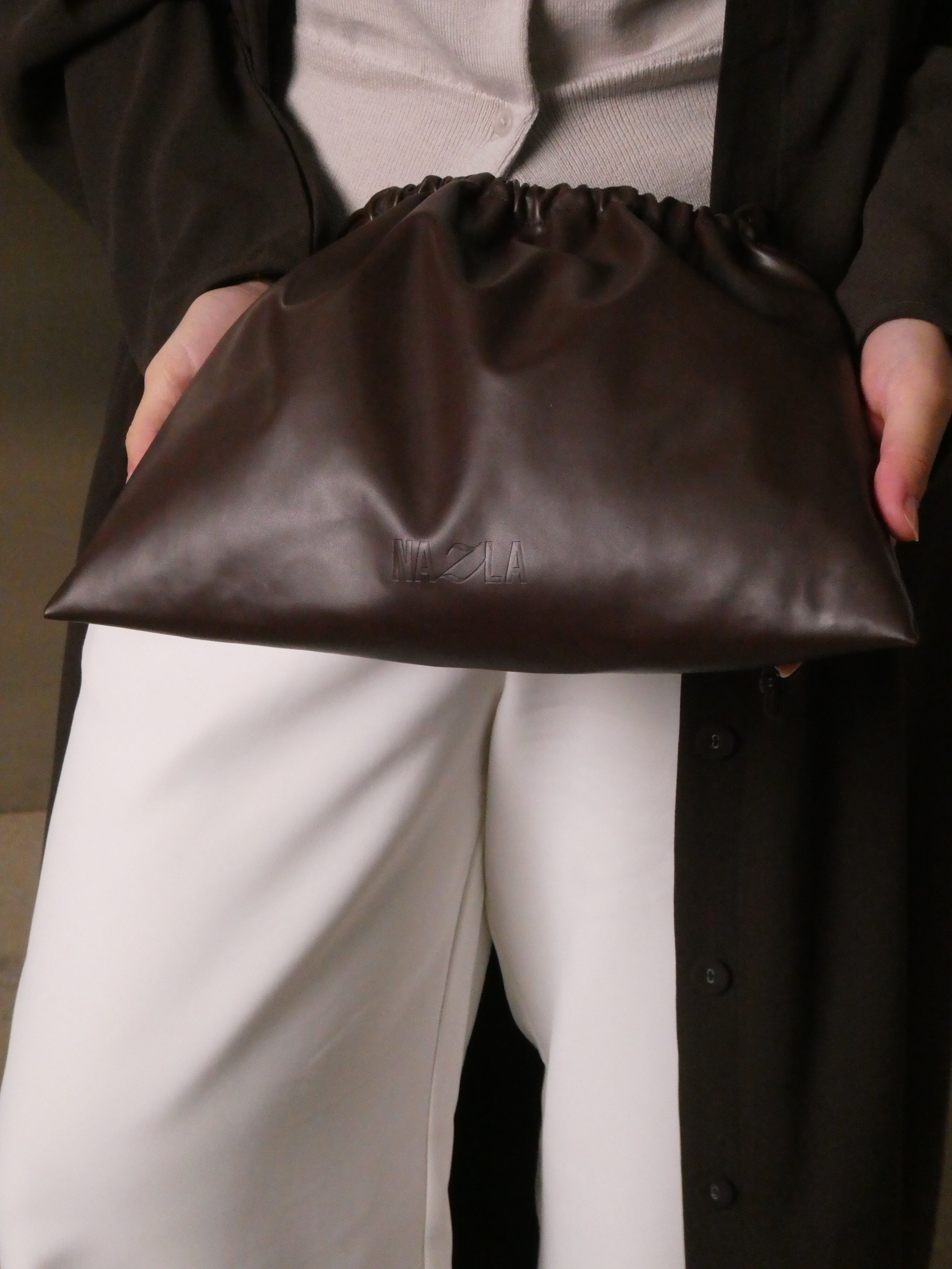 Nazla Drawstring Bag - Choc