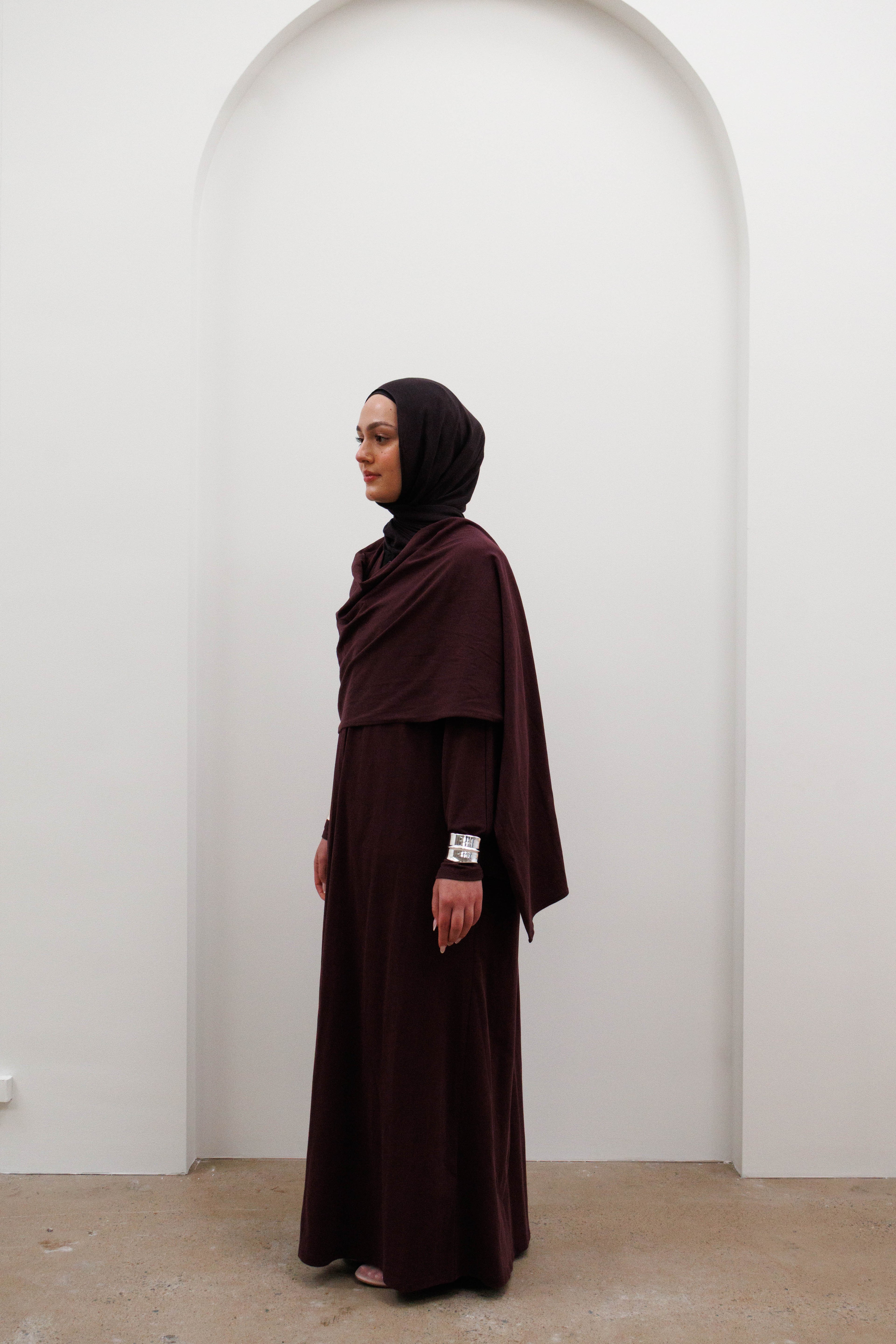 Drape front Abaya - Mulberry