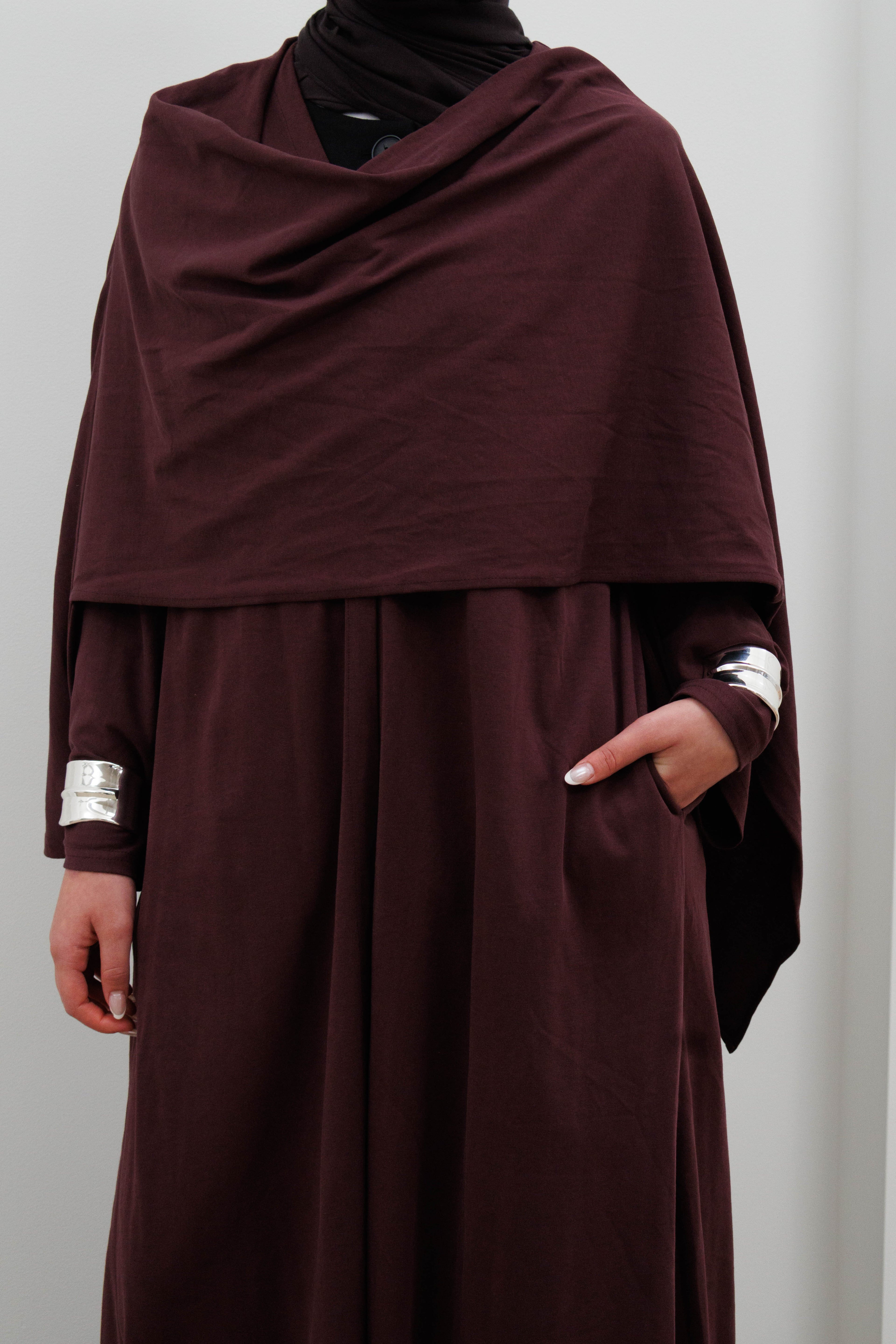 Drape front Abaya - Mulberry