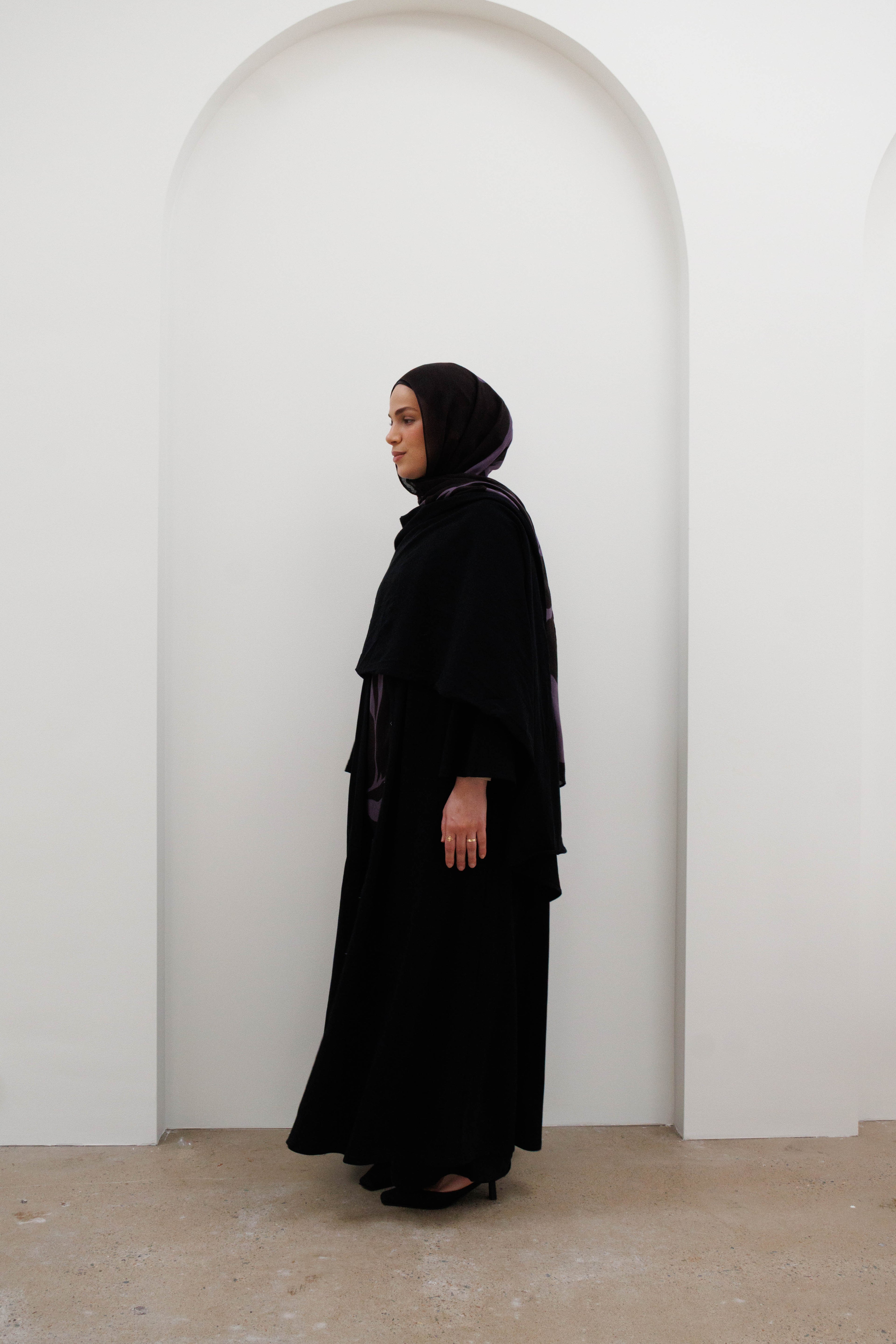 Drape front Abaya - Black