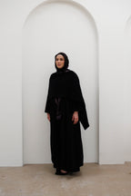 Drape front Abaya - Black