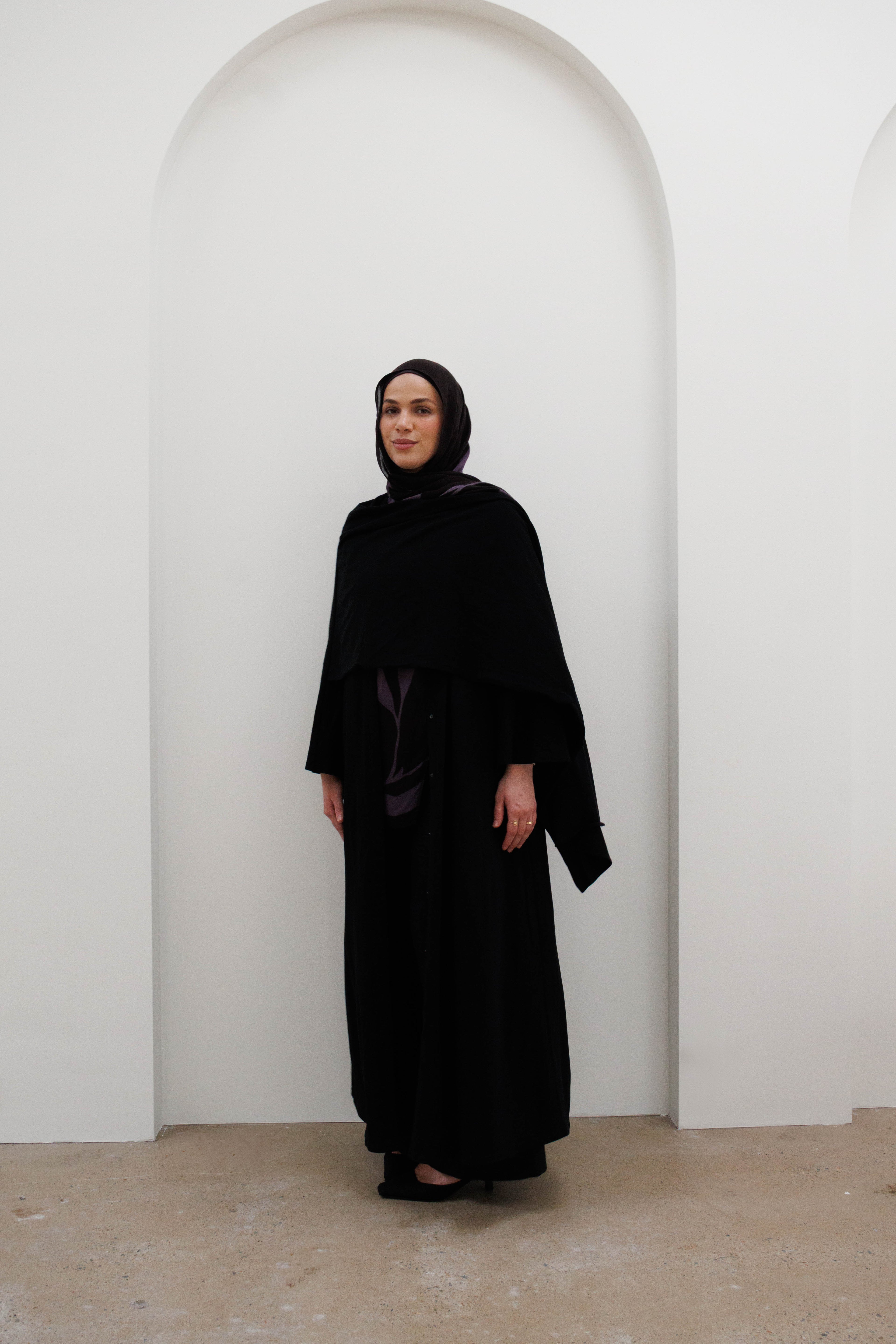 Drape front Abaya - Black