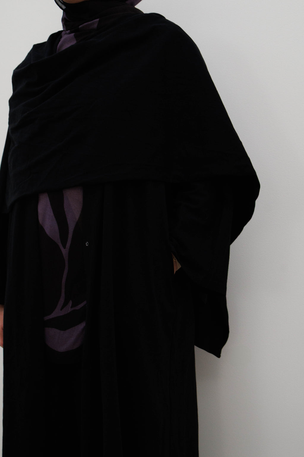 Drape front Abaya - Black