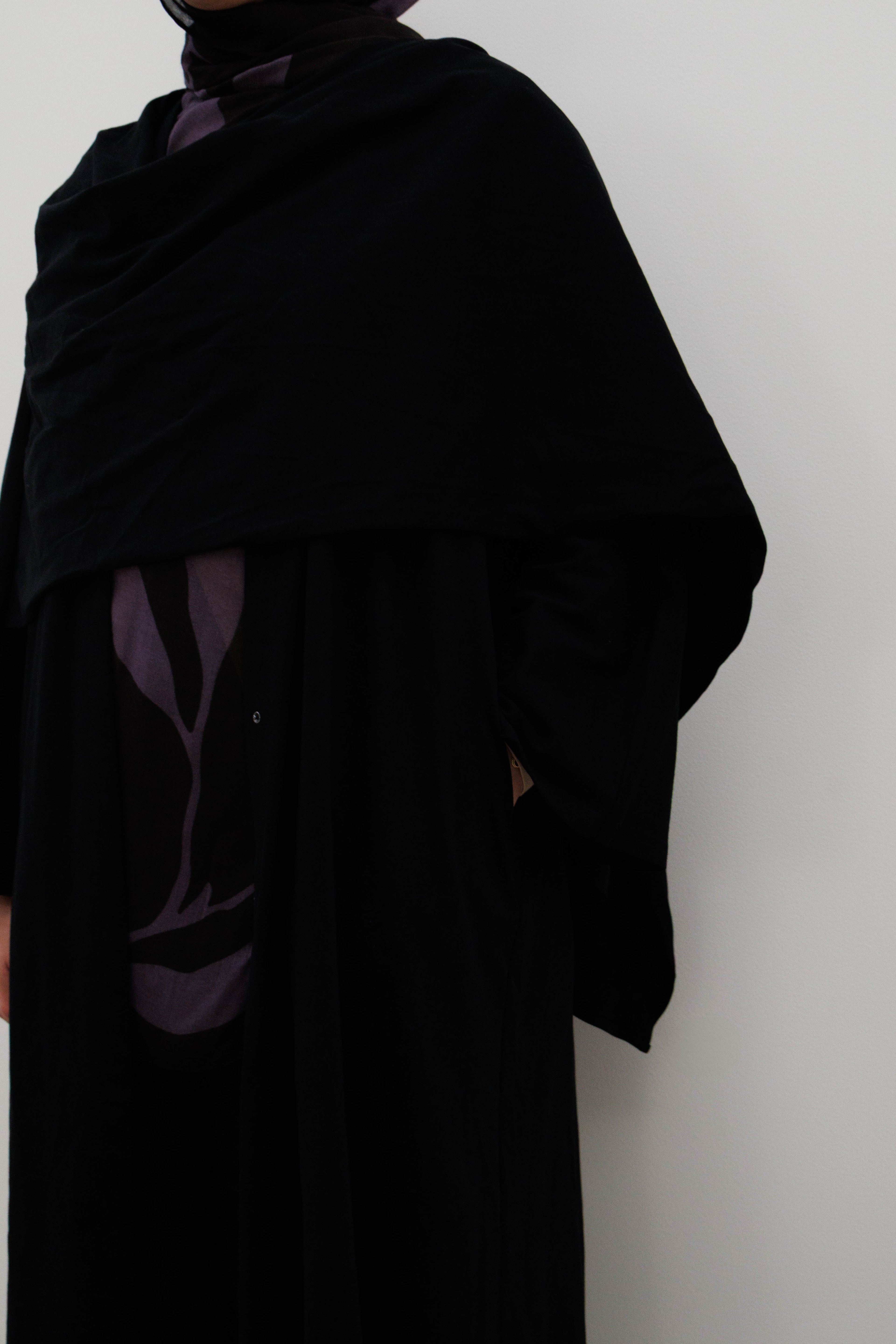 Drape front Abaya - Black