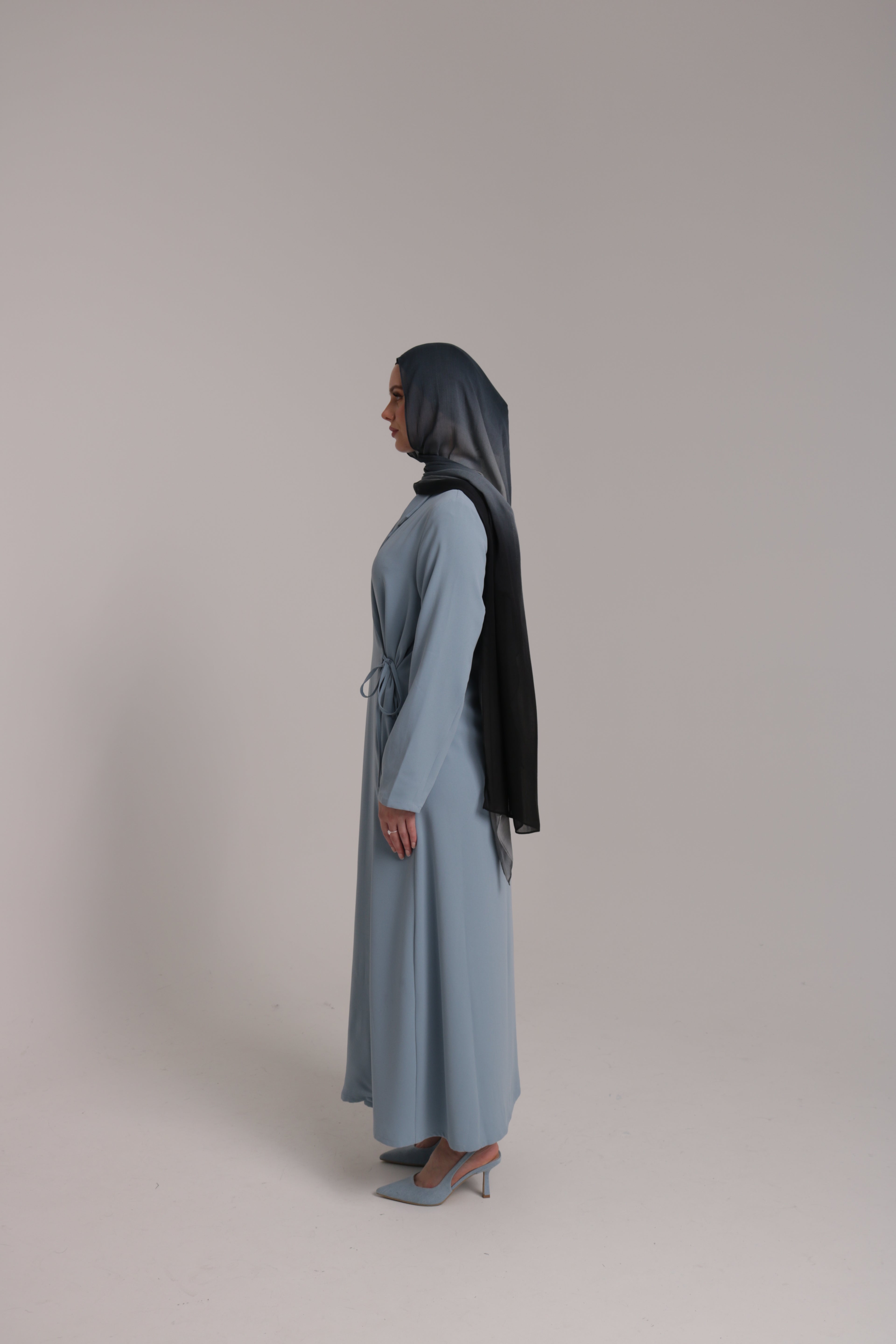 Blazer Tie Abaya - Sky